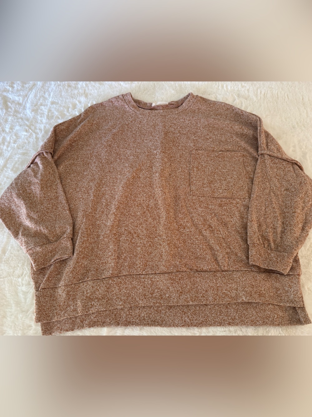 Zenana Outfitters Heathered Rust Crewneck Sweater